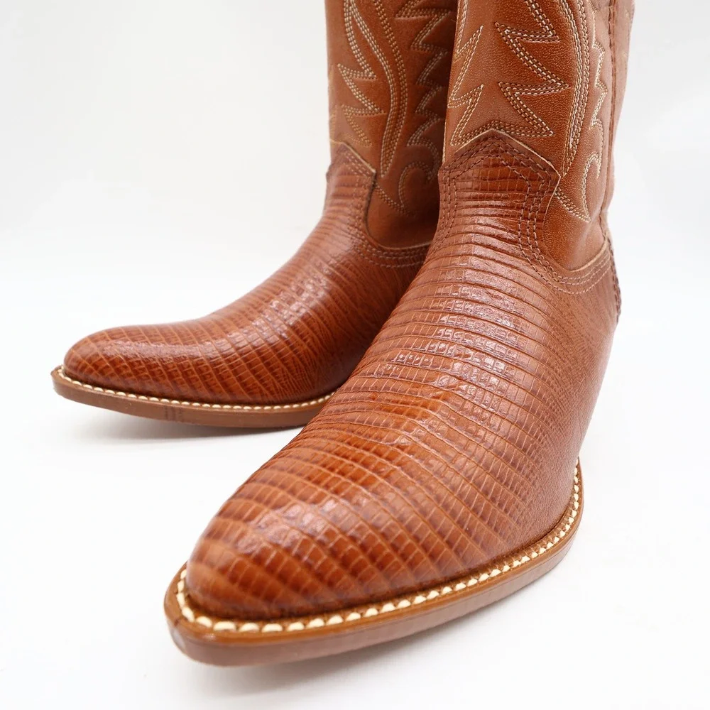 Acme Vintage Western Cowboy Boots Kids 2.5 D Brown Leather Deadstock NWT